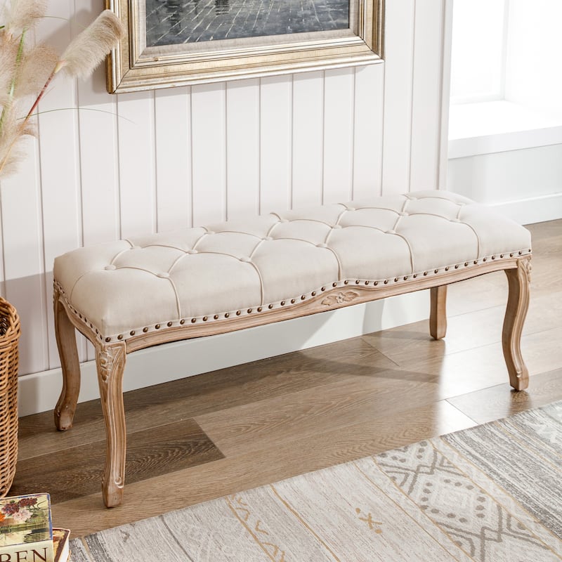 Modern Ottomans 45.2 In.W Retro Stool Legs - 45.2" W X 14.6" D X 18.3" H - Off-white