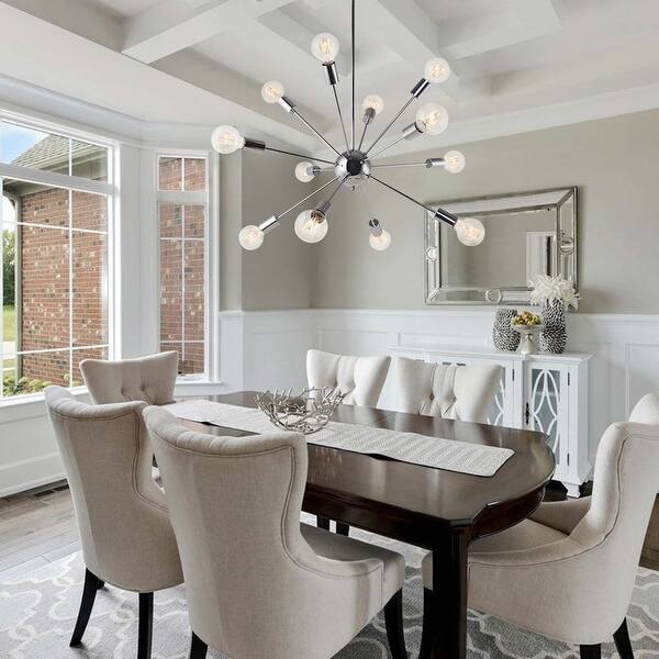 slide 1 of 31, 12 - Light Gold/ Chrome Modern Metal Industrial Sputnik Chandelier - 27.56 in. long x 27.56 in. wide x 40.15 in. high