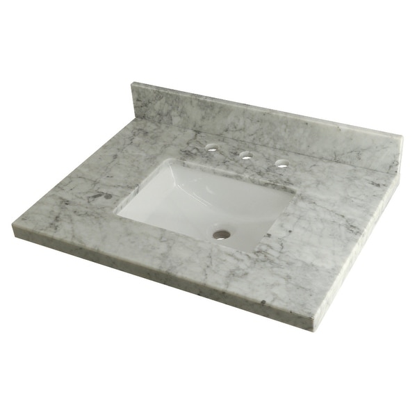 Kingston Brass KVPB3022M38SQ 30" Marble Vanity Top with Backsplash - Carrara Marble