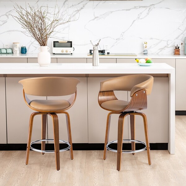 Glitzhome Set of 2 or 4 Modern Counter Bar Height Wooden Swivel Bar Stools On Sale Bed Bath Beyond 31410080