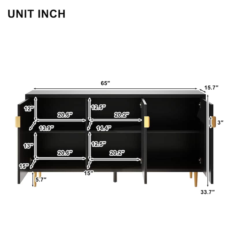 65" Modern TV Stand with Doors & Adjustable Shelves for TVs Up to 70"