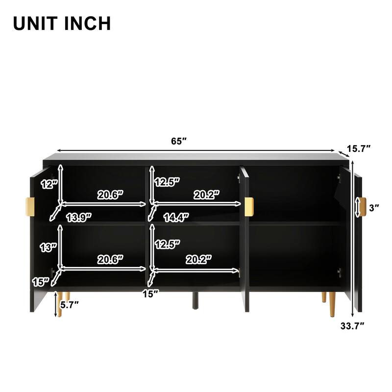 Scandinavian Style TV Stand with 3 Doors & Adjustable Shelves, Fits TVs Up to 70 Inches