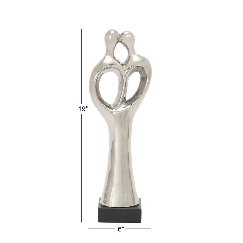 Porcelain Ceramic Family Decorative Sculpture - Silver - Roche River Decor