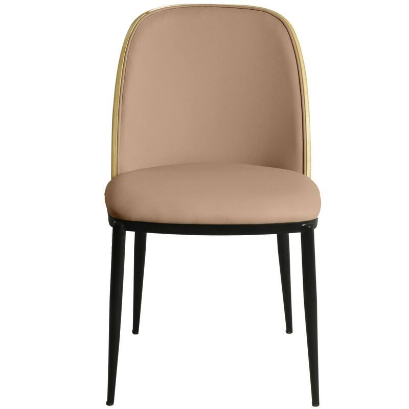 Dining Chair with Upholstered Seat and Back Side Chair with MDF Wood Frame in Black Steel