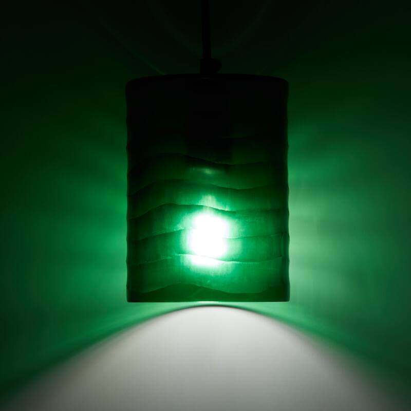 Sydney River of Goods Black Metal and Green Hand Blown Glass 5-Inch Pendant Light with Adjustable Hanging Cord - 5" x 5" x 62"