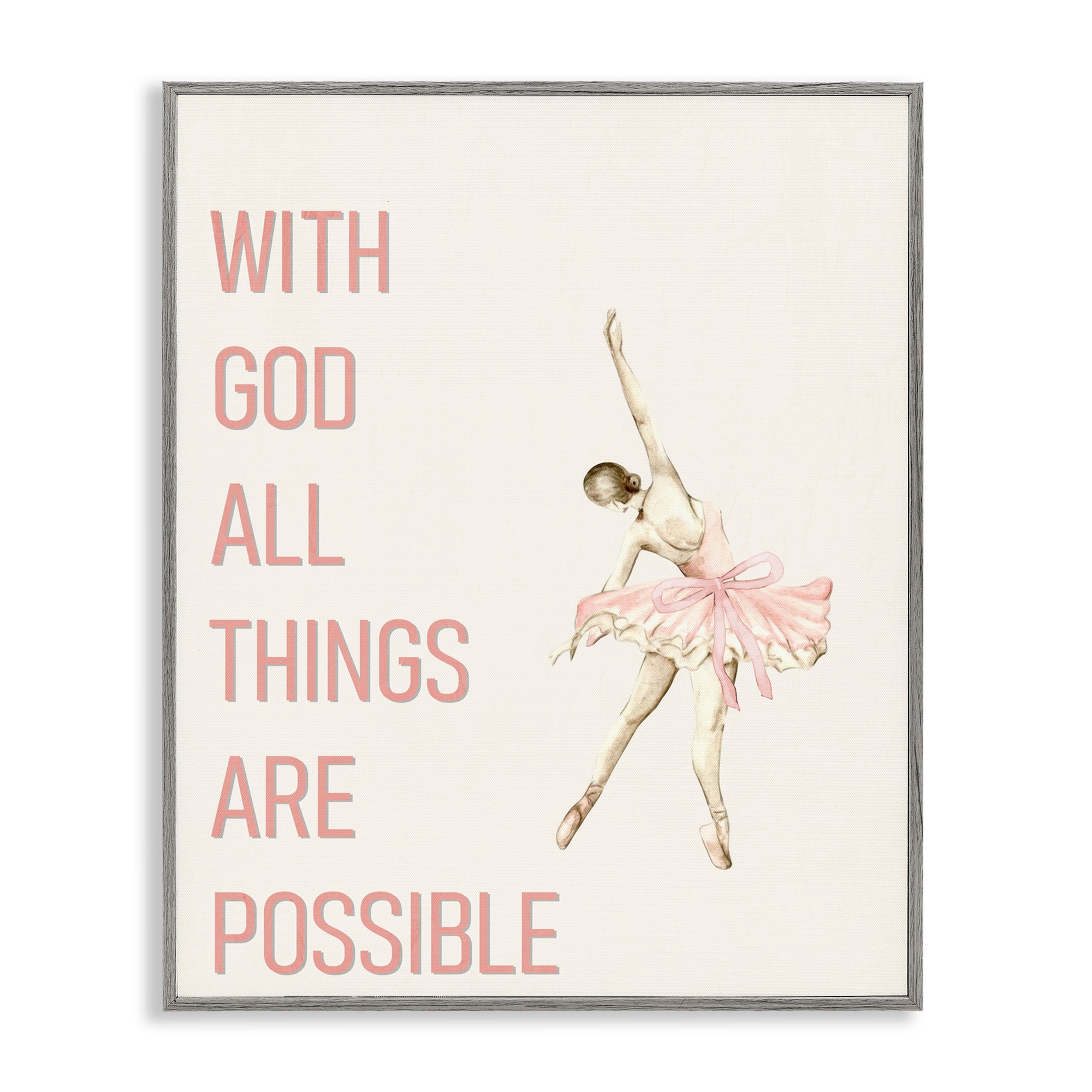 Stupell All Things Possible Ballerina Framed Giclee Art Design By Kim Allen