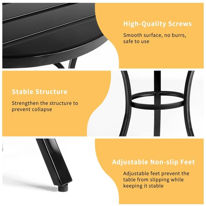 Metal Outdoor Round Side Table, Patio Coffee Bistro Table for Indoor Outdoor