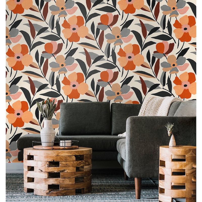 NextWall Garden Block Floral Peel and Stick Wallpaper