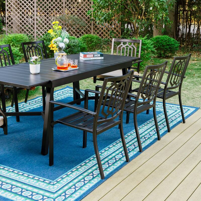 MAISON ARTS 7/9-Piece Outdoor Dining Table Sets with Expandable Rectangular Metal Dining Table & 6/8 Dining Chairs