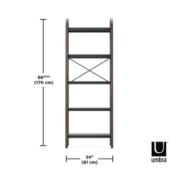 dimension image slide 0 of 2, Umbra 1016840 Bellwood 24" Wide 5 Shelf Wood Shelving Unit