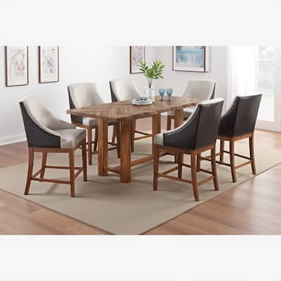 Elsie Counter Height Dining Table, Brown Wood, Rectangular 71 Inch Top