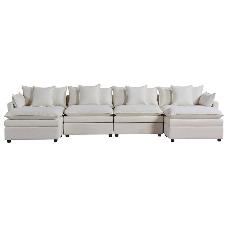 142.52" U-Shaped 6-Seat Sofa with Convertible Chaise and Ottomans