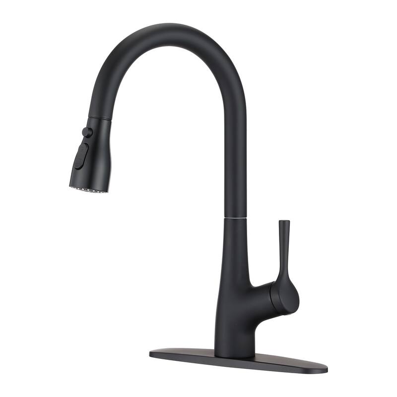360-degree Rotation Kitchen Sink Faucet Pull Out Sprayer - Matte Black