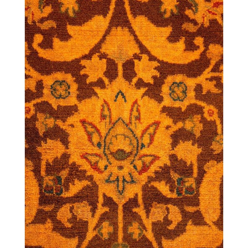 Overton Hand Knotted Wool Vintage Inspired Modern Contemporary Overdyed Gold Area Rug - 2' 6" x 4' 4"