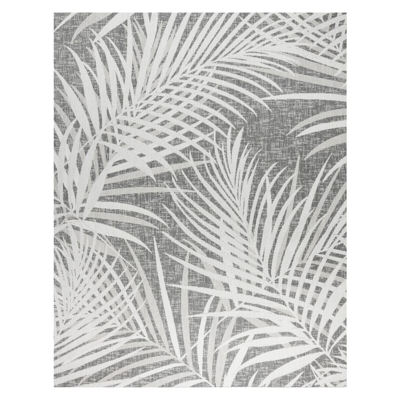 Gertmenian Paseo Paume Casual Palm Leaf Flatweave Indoor/ Outdoor Area Rug - 6'6" x 9'6" - Dark Gray