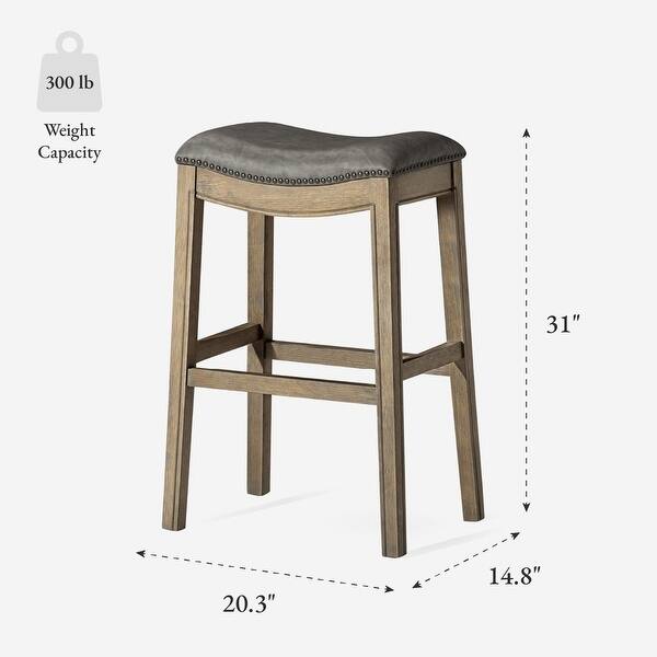 dimension image slide 9 of 11, Maven Lane 31" Adrien Saddle Kitchen Bar Height Stool - N/A