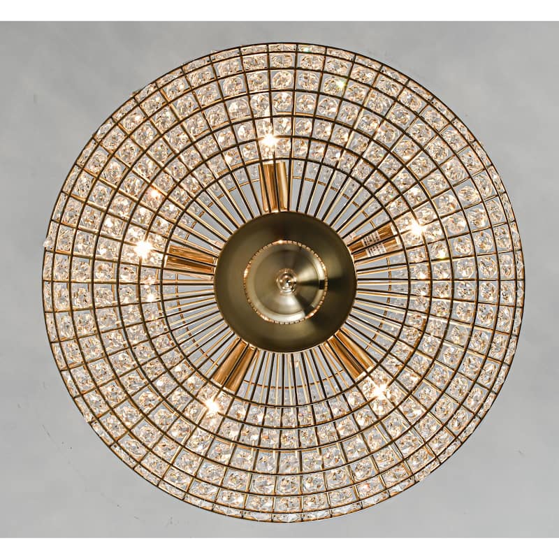 Retro French 4/5-Light Antique Brass Globe Crystal Chandelier for Living/Dining Room