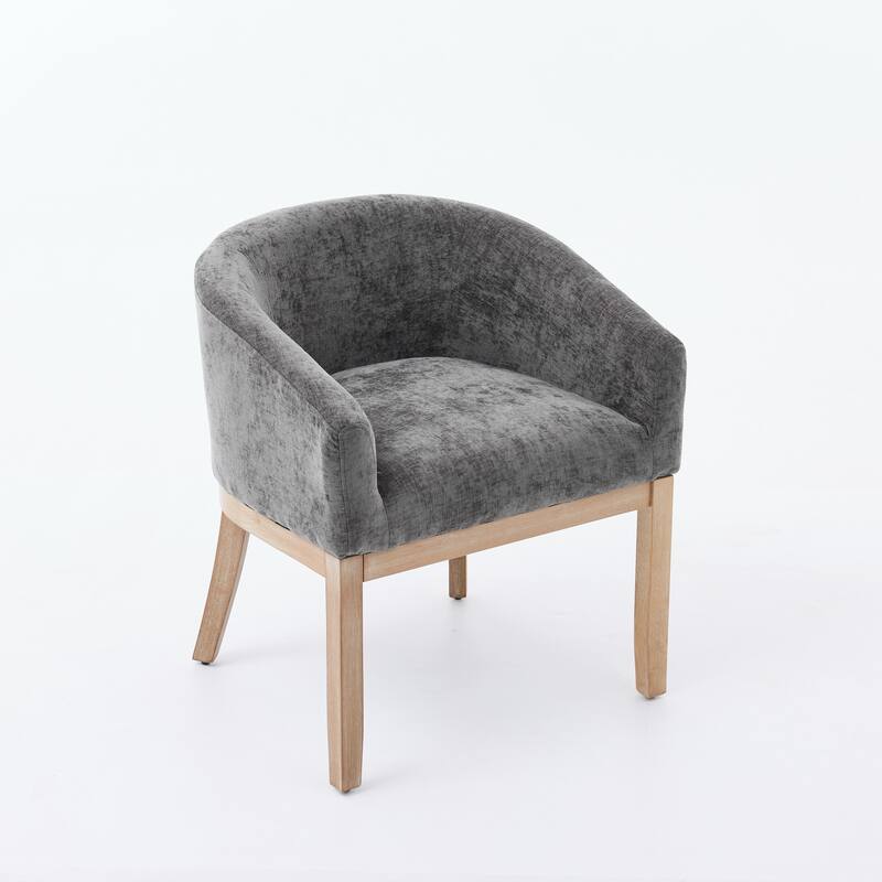 Roomfitters Upholstered Dining Chairs with Barrel Back & Wood Legs, Modern Accent Side Chairs for Kitchen and Living Room