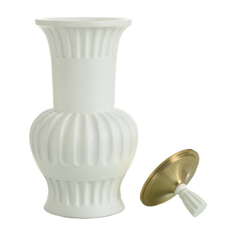 Dann Foley Lifestyle - Pleated Decorative Urn Vase with Lid - Brass Finish