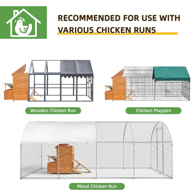 Chicken Coop, Double-House Wooden Chicken Coop For 6-8 Chickens With 3 Nesting Boxes And 2 Pull-Out Trays, A Foldable Ramp