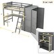 preview thumbnail 8 of 7, Gray Solid Pine Wood Loft Bed with Desk, Shelves, Wardrobe, and Guardrails