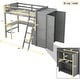 preview thumbnail 4 of 9, Wooden Twin size Loft Bed with Desk, Shelves and Wardrobe, Gray
