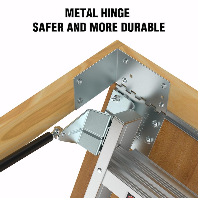 Aluminum Attic Ladder: 350-Pound Capacity, Fits 22 1/2" x 54" Opening, Suitable for 7-10ft Ceilings