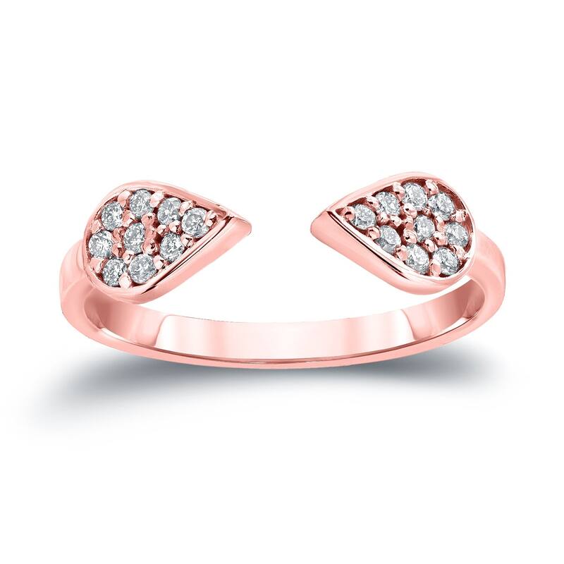 Auriya 14k Gold Stackable Teardrop Open Diamond Ring 1/5ct TW - Rose - 4