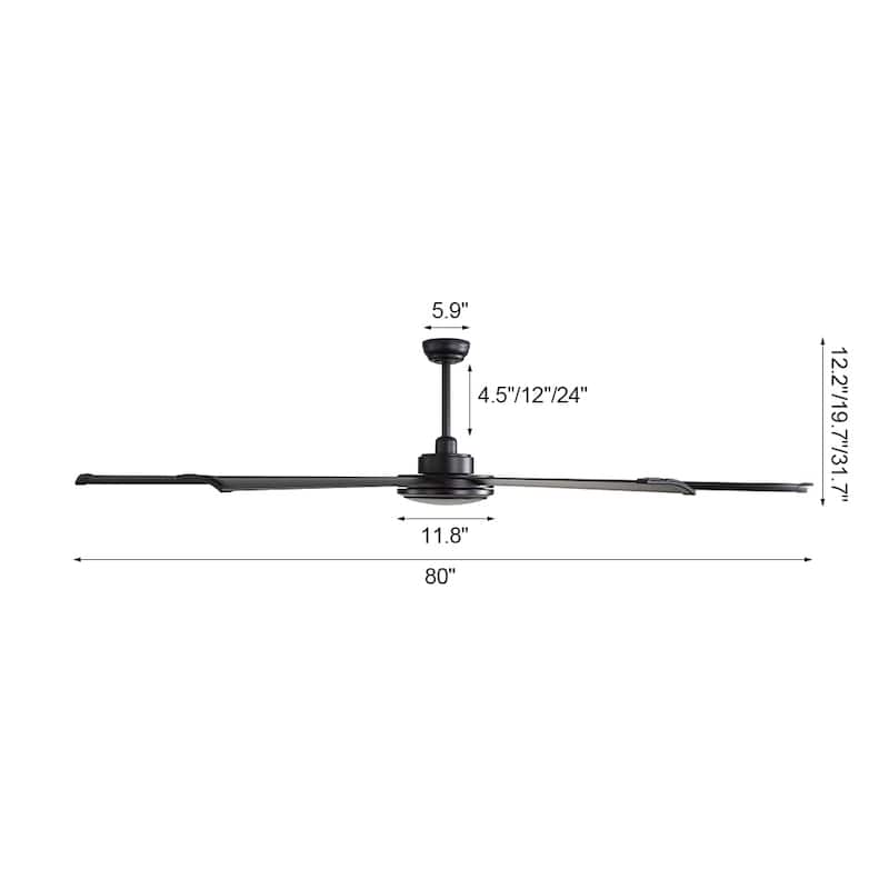 MLiAN 80" 8- Aluminum Blades DC indoor Ceiling Fan with Remote - 80