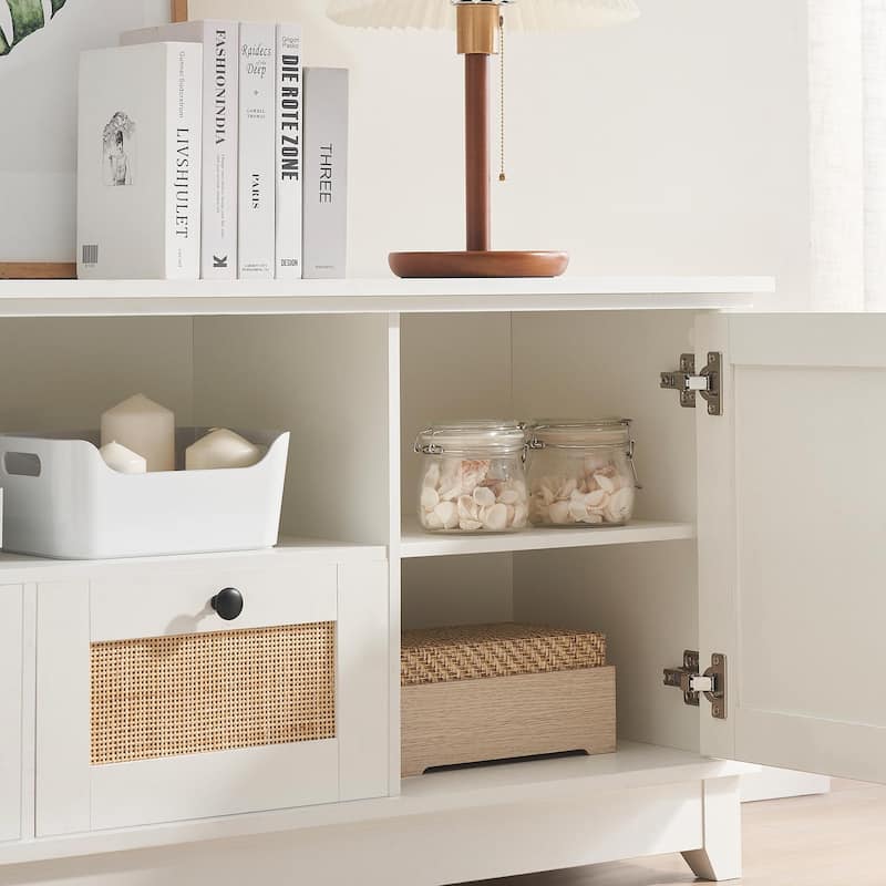 Ail Rattan Entertainment Center TV Media Console Table Cabinet Furniture for Living Room - 3"W x 15.7"L x 22.6"H