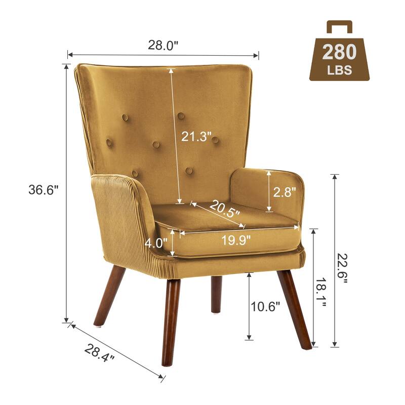 Velvet Upholstered Accent Chair Armchair for Living Room