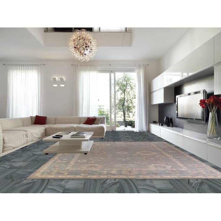 Hand Knotted Oriental 100% Wool Carpet Transitional All-Over Greys & Charcoal Oushak Area Rug - 14' 5'' X 12' 0''