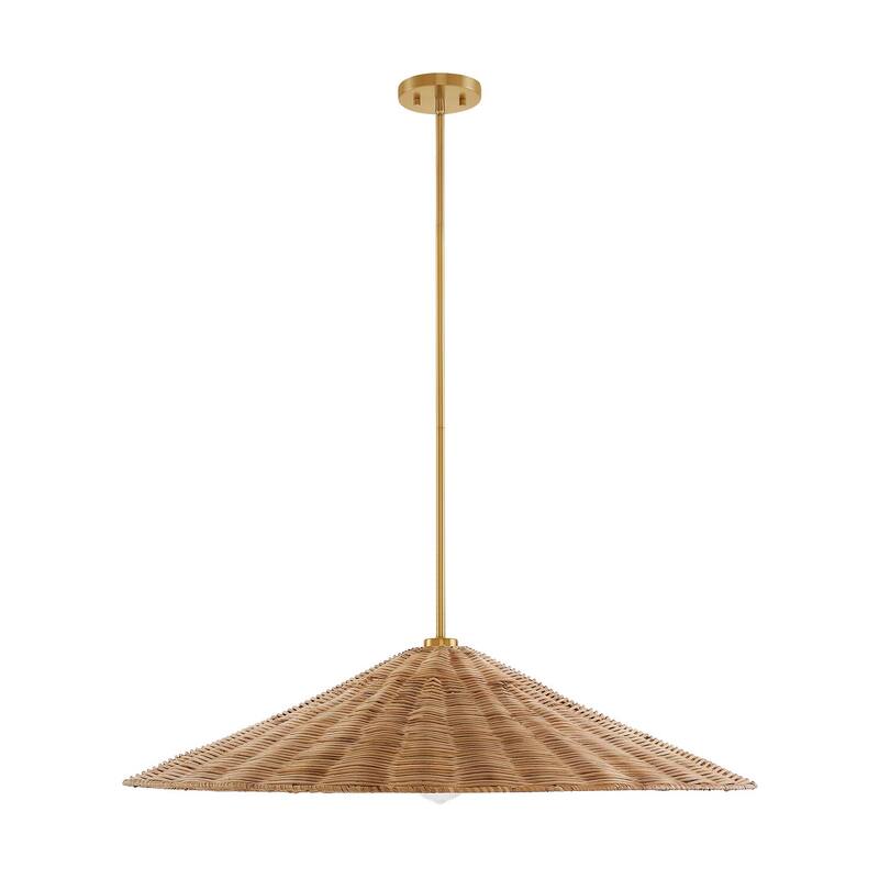 Trade Winds Lighting 1-Light Wicker Pendant - Natural Brass