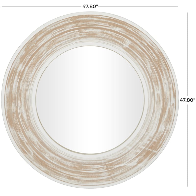 Cream Wooden Room Wall Mirror with White Wash Effect