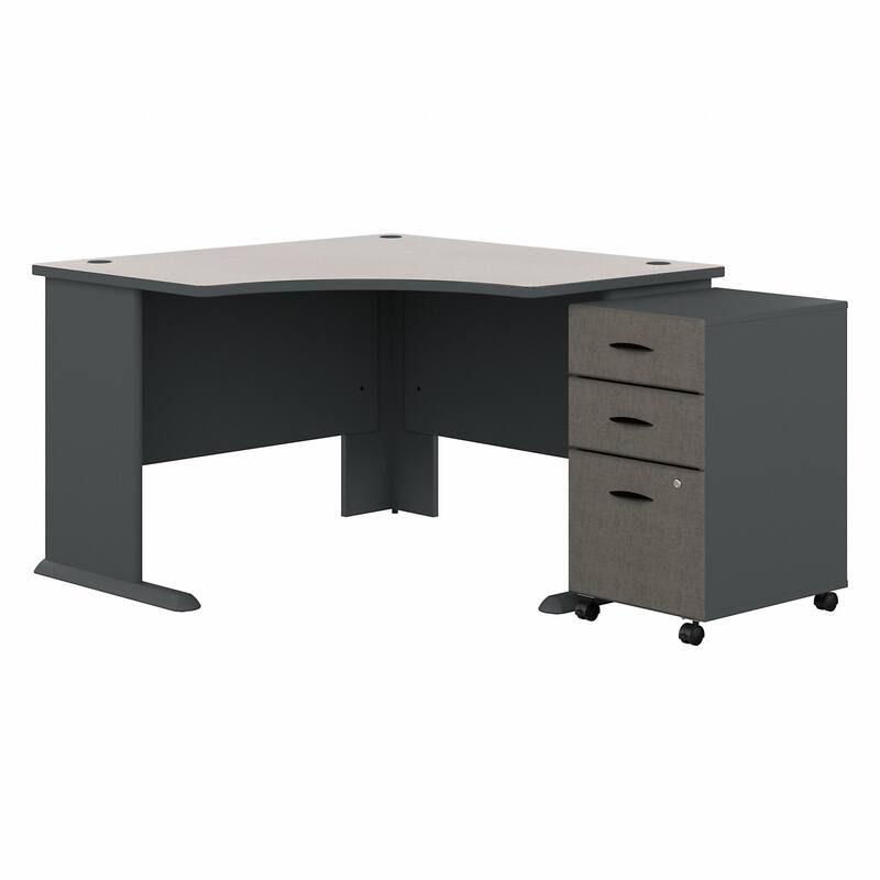 Bush Business Series A 48W Corner Desk with Mobile File Cabinet in Oak