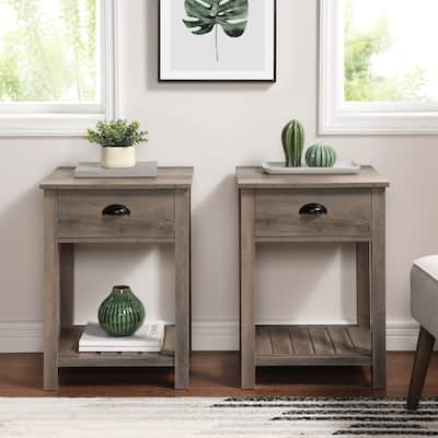 Walker Edison 18-inch 1-drawer Farmhouse Side Table (Set of 2)