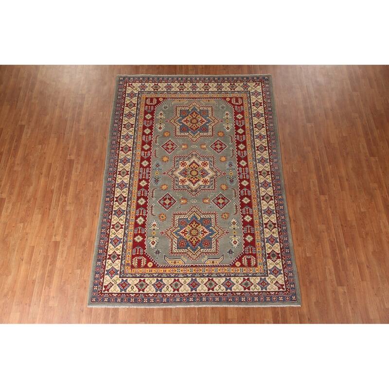 Kazak Area Rug Hand-Knotted Wool Carpet - 6'9" x 9'8"