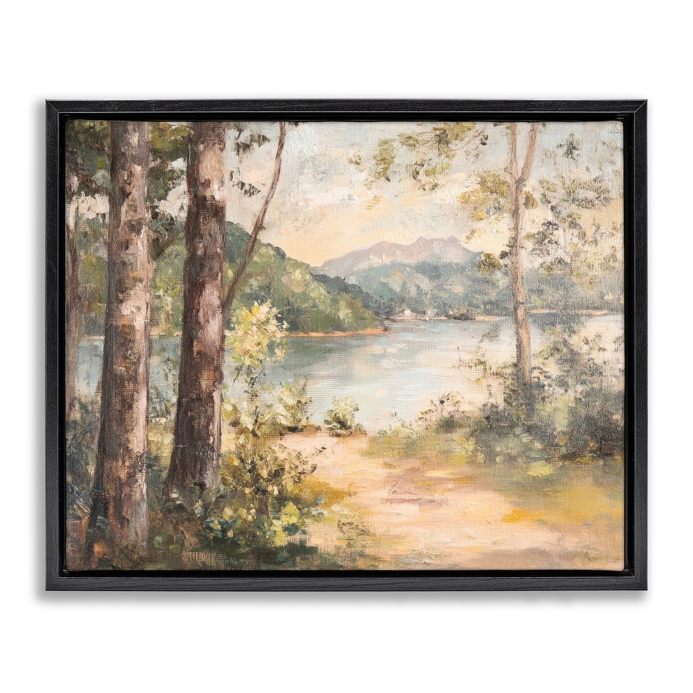 Stupell Peaceful Lakeside Landscape Framed Floater Canvas Wall Art Design By Petal Prints Design