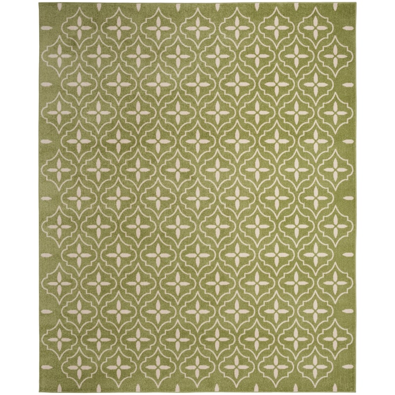 Nourison Sandy Indoor / Outdoor Blue Moroccan Area Rug - 8' x 10' - Green/Ivory