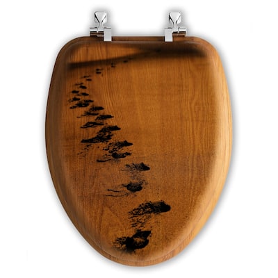 Oak Toilet Seat - Footsteps in the Sand