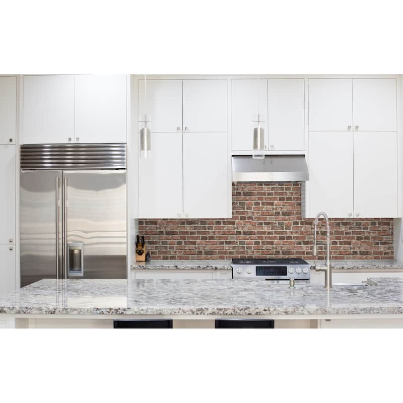NextWall Distressed Red Brick Peel and Stick Removable Wallpaper - 20.5 in. W x 18 ft. L