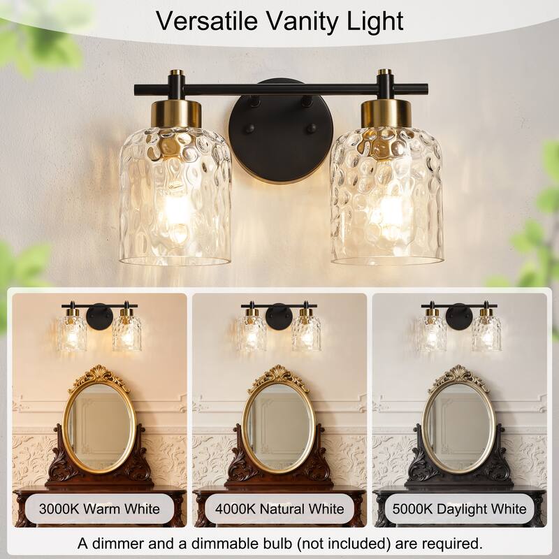 Starsky 2/3/4 Light Modern Dimmable Hammered Glass Bathroom Vanity Light