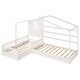 preview thumbnail 7 of 25, Wood House Bed Twin Size with Fence, Slatted Frame, Practical Design