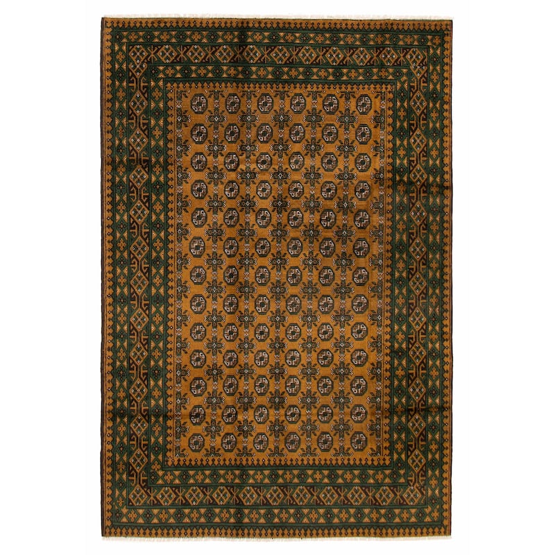ECARPETGALLERY Hand-knotted Uzbek Kargahi Brown Wool Rug - 6'7 x 9'8 - 6'7 x 9'8 - Brown
