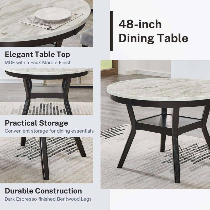 Round Wood Dining Table with Shelf