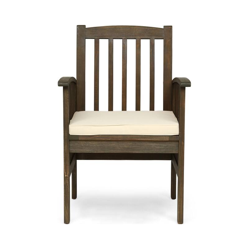 2-Piece Acacia Wood Dining Chair Set with Water-Resistant Cushions