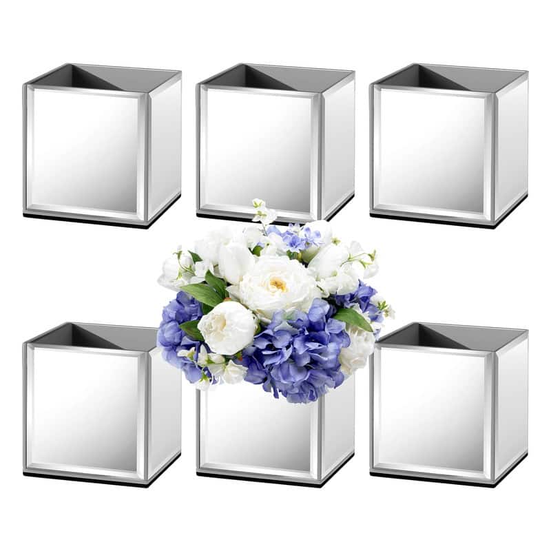 Modern Mirrored Square Vase (Set of 6)