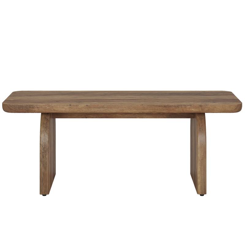 47"Rectangle Coffee Table, Wooden Living Room Table, Accent Center Low Cocktail Tea Table with Sturdy Base & Rounded Corners