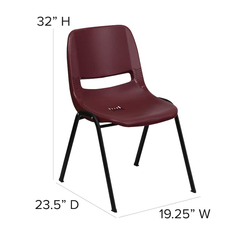 5 Pack 880 lb. Capacity Ergonomic Shell Stack Chair with Metal Frame - 23.5"D x 19.25"W x 32"H
