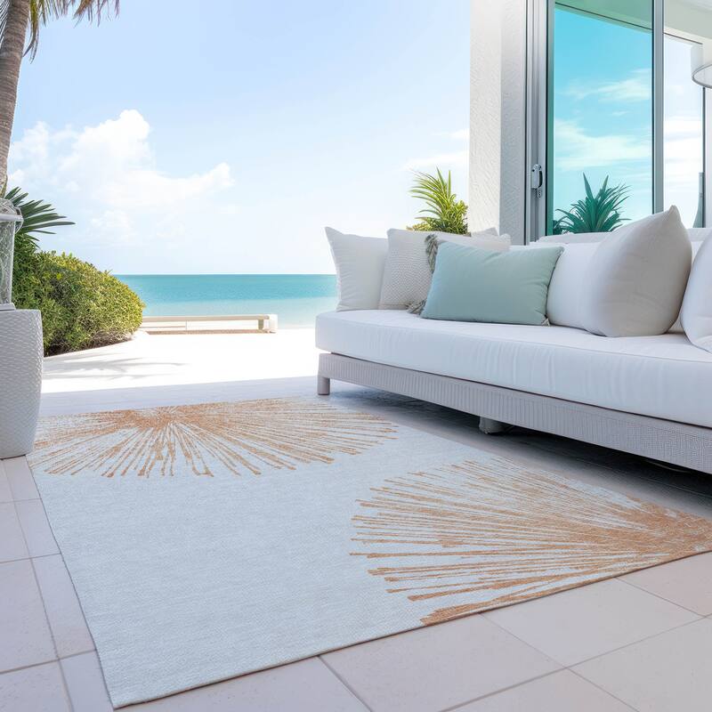 Machine Washable Indoor/ Outdoor Chantille Contemporary Burst Rug